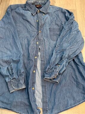 Saddlebred Blue Denim Casual Button-Down Shirtless size 2x